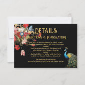 Indian Peacock Bloemen Bruiloft Details info kaart (Voorkant)