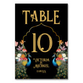 Indian Peacock Floral Bruiloft tafel nummerkaarten Kaart (Achterkant)