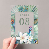Indian Peacock Floral Wedding Acrylic Table Number Acryl Uitnodigingen (Insitu (Draagbaar))