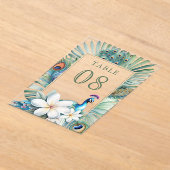 Indian Peacock Floral Wedding Acrylic Table Number Acryl Uitnodigingen (Laagn)