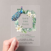 Indian Peacock Floral Wedding Save the Date Acryl Uitnodigingen (Insitu (Draagbaar))