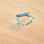 Indian Peacock Floral Wedding Save the Date Acryl Uitnodigingen (Laagn)