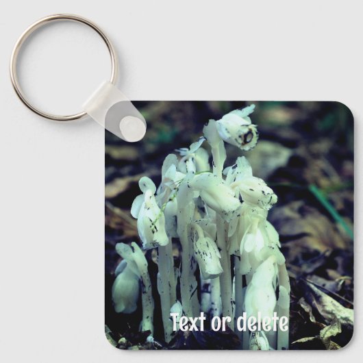 Indian Pipe-bos-wildbloem gepersonaliseerd Sleutelhanger (Voorkant)