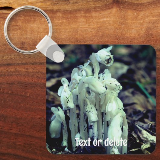 Indian Pipe-bos-wildbloem gepersonaliseerd Sleutelhanger (Voorkant)