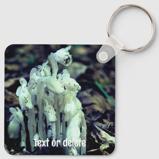 Indian Pipe-bos-wildbloem gepersonaliseerd Sleutelhanger (Achterkant)