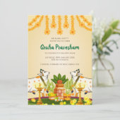 Indian Pooja uitnodiging Gruha Pravesam uitnodigin (Staand voorkant)