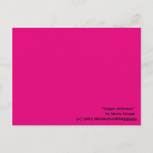 "Indian Princess" Briefkaart (Achterkant)