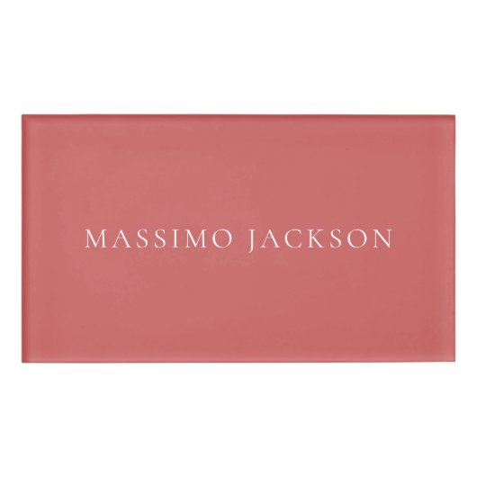 Indian Red Minimalist Plain Modern Aesthetic Look Naambadge (Voorkant)