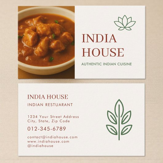Indian Restaurant Catering Service Photo Visitekaartje