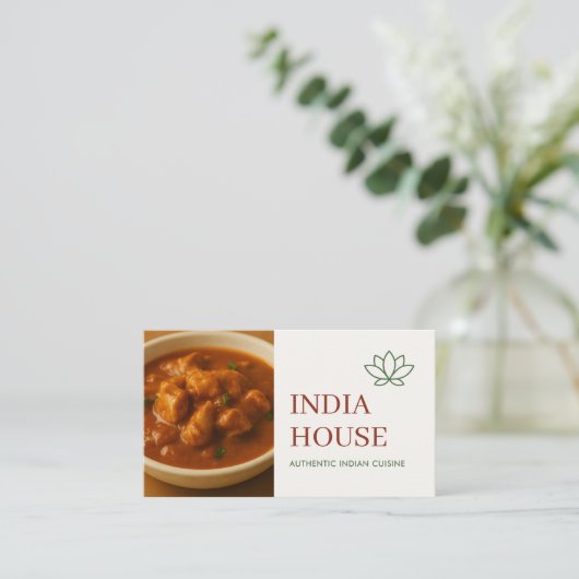 Indian Restaurant Catering Service Photo Visitekaartje (Staand voorkant)