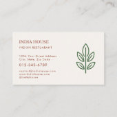 Indian Restaurant Catering Service Photo Visitekaartje (Achterkant)