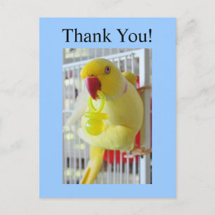 Indian Ringneck Bedankt Baby shower Briefkaart