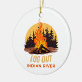 Indian River Michigan Kampvuur Keramisch Ornament (Links)