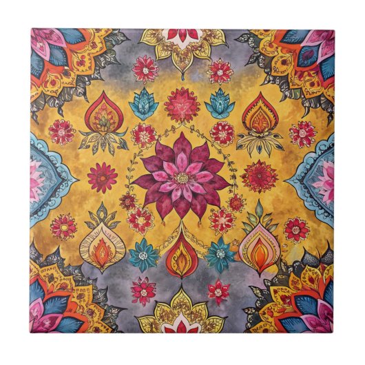 Indian sari naadloos patroon tegeltje (Voorkant)