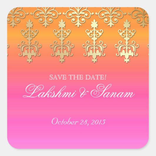Indian Save Datum Bruiloft Stickers Roze Sinaasapp (Voorkant)