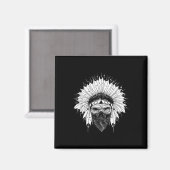 Indian Skull Rag, Indiaans Tattoo, Zany Br Magneet (Voorkant / Achterkant)