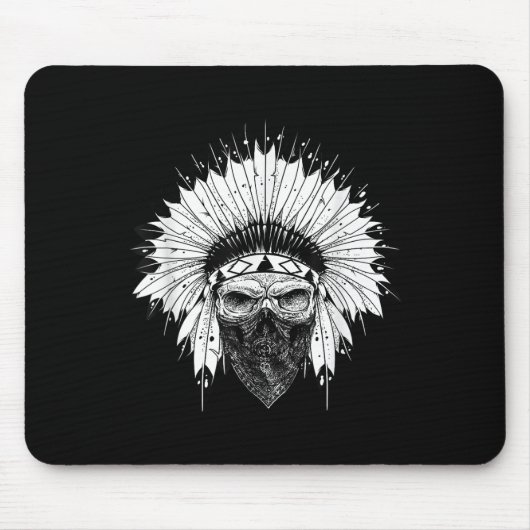 Indian Skull Rag, Indiaans Tattoo, Zany Br Muismat (Voorkant)