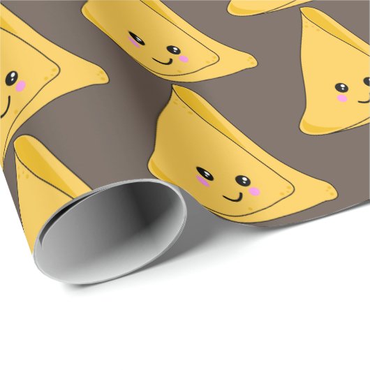 Indian Snack Samosa Cute Kawaii Food Patterted Cadeaupapier (Rol Hoek)