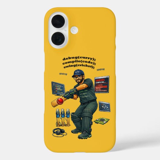 Indian Software Engineer Coder Playing Cricket URM Case-Mate iPhone Case (Achterkant)