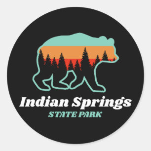 Indian Springs State Park Georgia GA Beer Retro Ronde Sticker