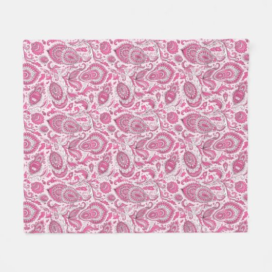 Indian style paisley floral seamless pattern fleece deken (Voorkant (Horizontaal))
