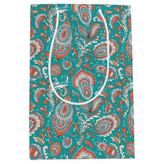 Indian style paisley floral seamless pattern medium cadeauzakje (Voorkant)