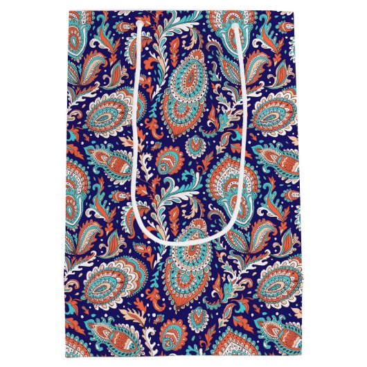 Indian style paisley floral seamless pattern medium cadeauzakje (Achterkant)