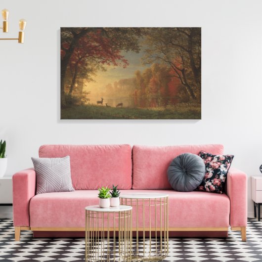 Indian Sunset Deer bij een meer Canvas Afdruk (Insitu (Woonkamer))