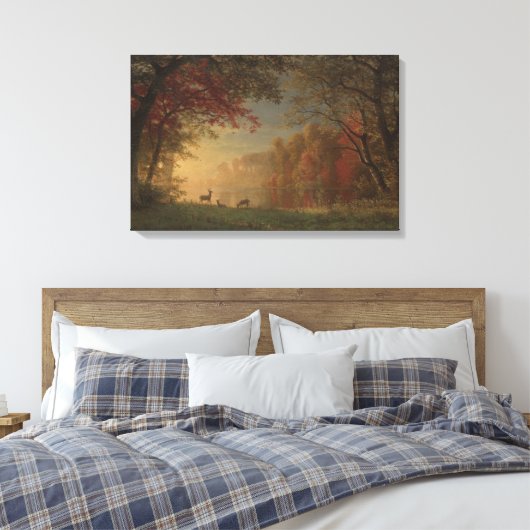 Indian Sunset Deer bij een meer Canvas Afdruk (Insitu (Slaapkamer))