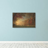 Indian Sunset Deer bij een meer Canvas Afdruk (Insitu (Houten vloer))