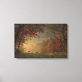 Indian Sunset Deer bij een meer Canvas Afdruk (Voorkant)