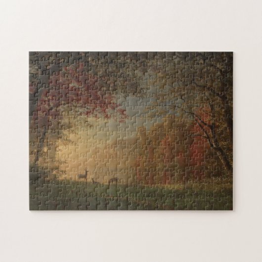 Indian Sunset Deer bij een meer Legpuzzel (Horizontaal)