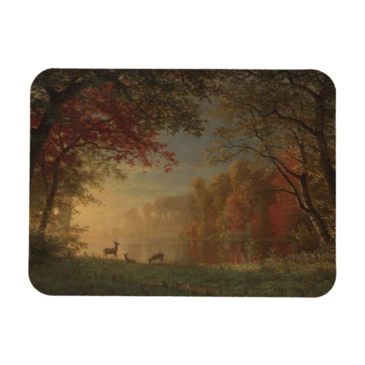 Indian Sunset Deer bij een meer Magneet (Horizontaal)