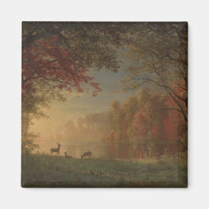 Indian Sunset Deer bij een meer Magneet