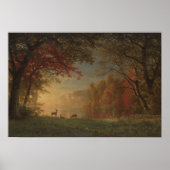 Indian Sunset Deer bij een meer Poster (Voorkant)