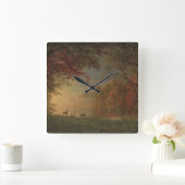 Indian Sunset Deer bij een meer Vierkante Klok (Huis)