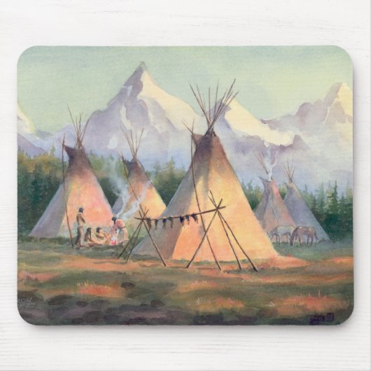 INDIAN TIPI CAMP door SHARON SHARPE Muismat (Voorkant)