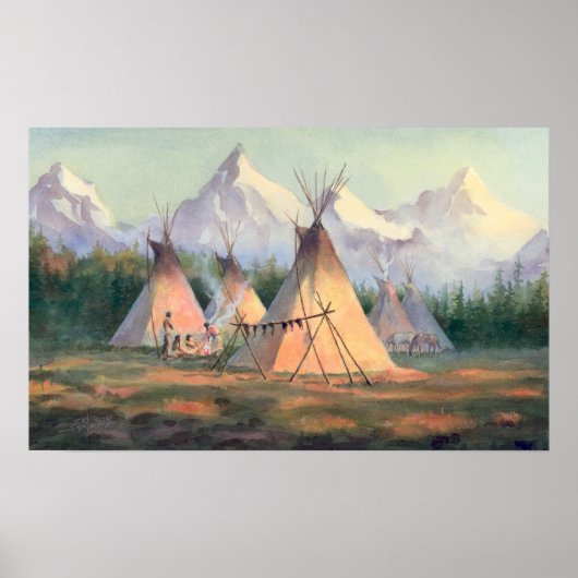 INDIAN TIPI CAMP door SHARON SHARPE Poster (Voorkant)