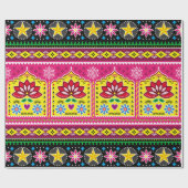 Indian truck art floral seamless folk art pattern, cadeaupapier (Vlak)