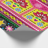 Indian truck art floral seamless folk art pattern, cadeaupapier (Hoek)