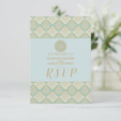 INDIAN TURQUOISE - RSVP-Kaart met bruiloft RSVP Kaartje (Staand voorkant)