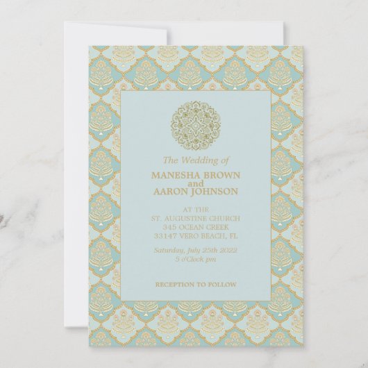 Indian Turquoise - Wedding Invite Kaart (Voorkant)