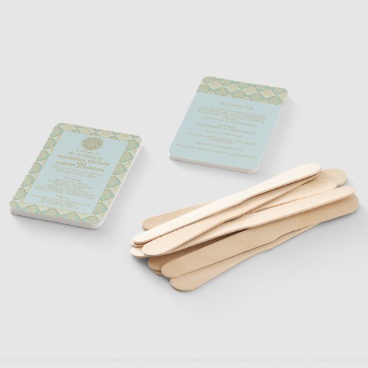 Indian Turquoise - Wedding Programme Fan Handwaaier (Niet-gemonteerd)