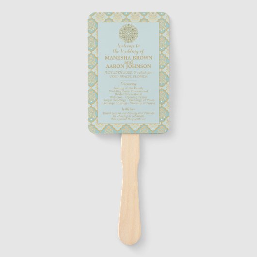 Indian Turquoise - Wedding Programme Fan Handwaaier
