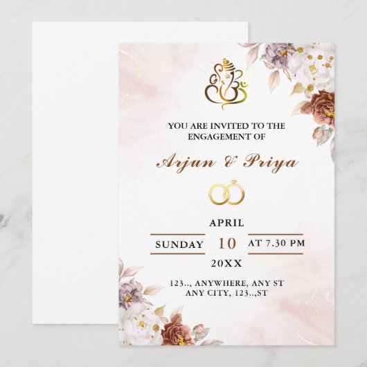 Indian Verloving Invitation Kaart (Voorkant / Achterkant)