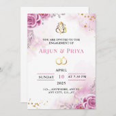 Indian Verloving Invitation Kaart, bewerkbaar Kaart (Voorkant / Achterkant)