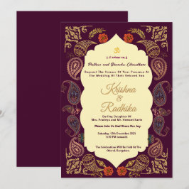 Indian wedding ethnic luxury Hindu invitation Kaart