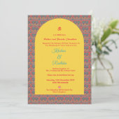 Indian wedding ethnic luxury Hindu invitation Kaart (Staand voorkant)