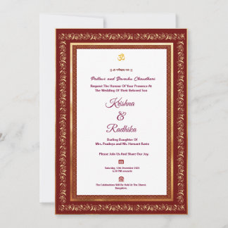 Indian wedding ethnic luxury Hindu invitation Kaart