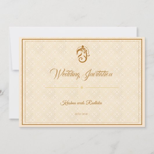 Indian wedding ethnic luxury invitation kaart (Achterkant)